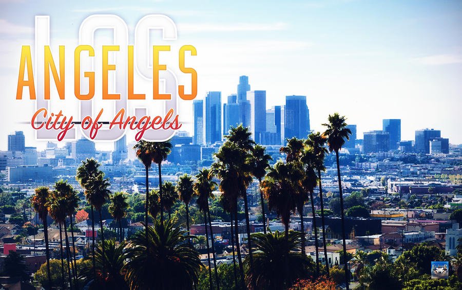 Adesivo Murale Nome Città Los Angeles Con Attrazioni – Sticker Decorativo Per Parete, Personalizzabile